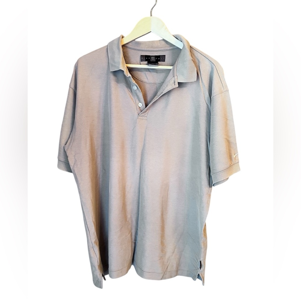 Vintage Nike Dri-Fit Golf Collard Polo Short Sleeve Beige Size Large